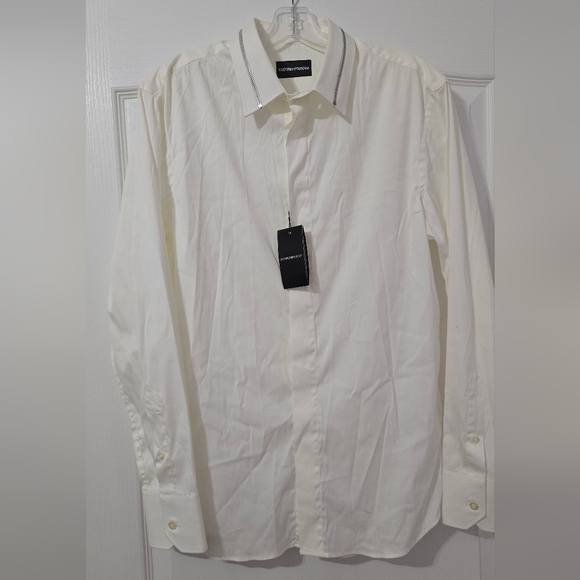 Emporio Armani Crisp White Dress Shirt SIZE M. NWT Has Authentification Card - Picture 4 of 12